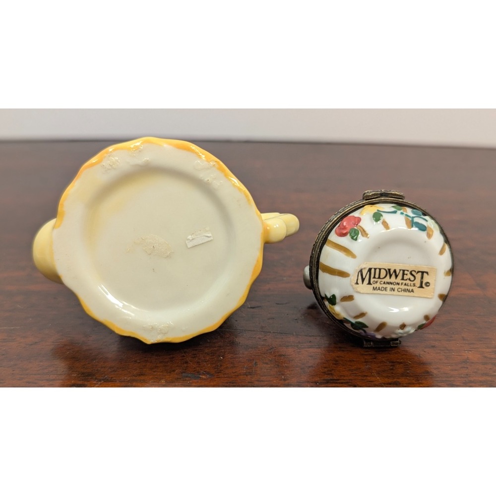 Vintage Midwest Cannon Falls Porcelain Hinged Trinket Box Teapot Watering Can - Picture 6 of 7